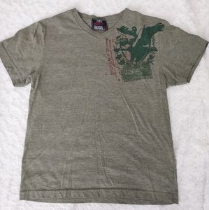 Original Bench Olive Green Cuba Front & Back Graphic V-neck t-shirt Medium